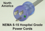 NEMA 5-15 Clear Hospital Grade Power Cords