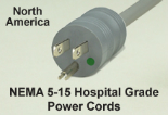 NEMA 5-15 Gray Hospital Grade Power Cords