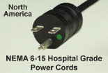 NEMA 6-15 Black Hospital Grade Power Cords
