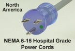 NEMA 6-15 Clear Hospital Grade Power Cords